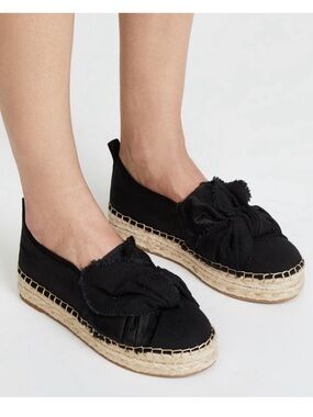 Sam Edelman Black Cabrera Espadrille Platforms 9.5 Knot Frayed